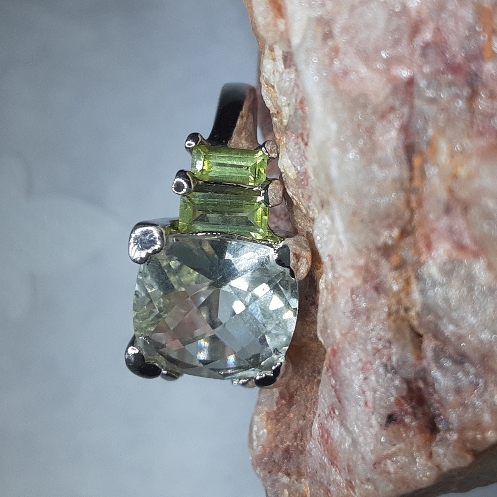 925 Prasiolite And Peridot Ring. - Picture 4 of 5